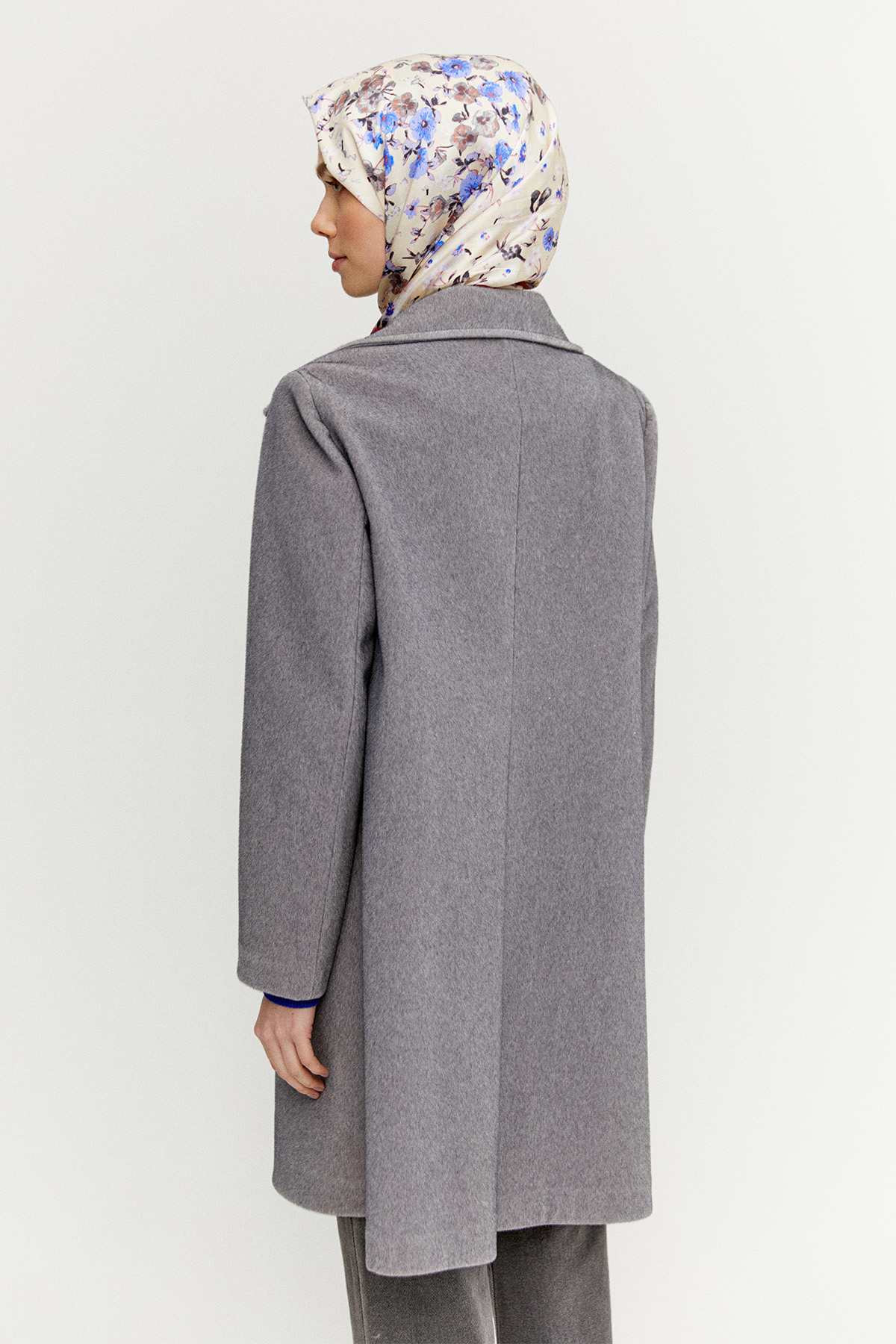 Melanjlı Şık Kaşe Kaban Büyük Beden, Tesettür Giyim