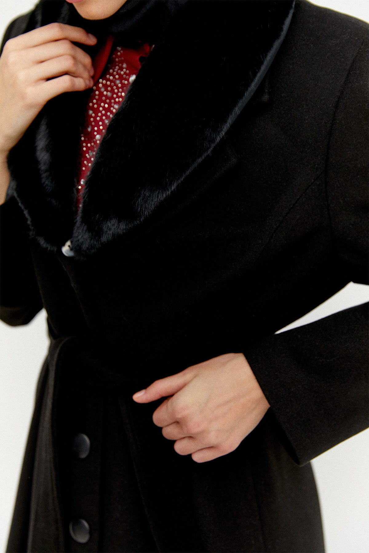 Kuşaklı Büyük Beden Manto, Tesettür Giyim