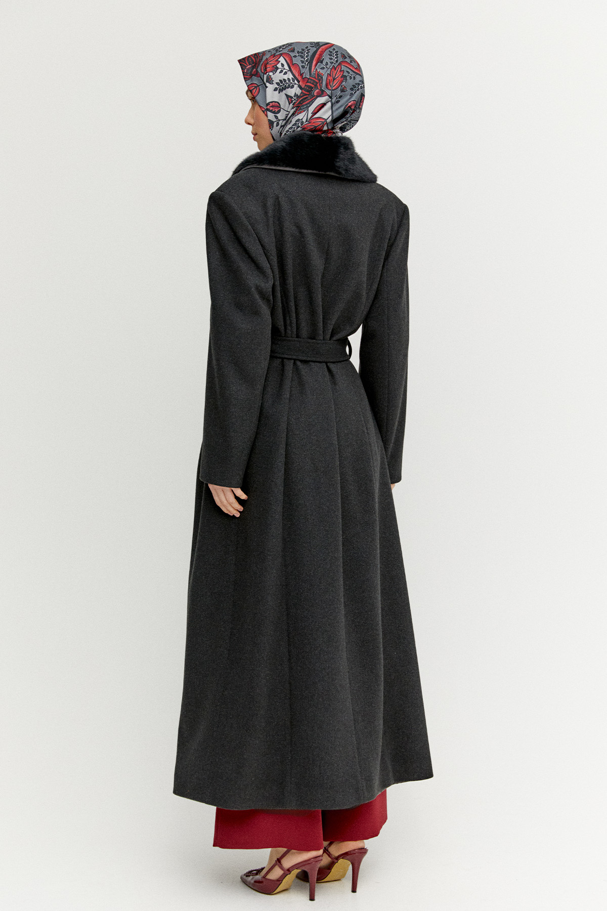 Kuşaklı Büyük Beden Manto, Tesettür Giyim