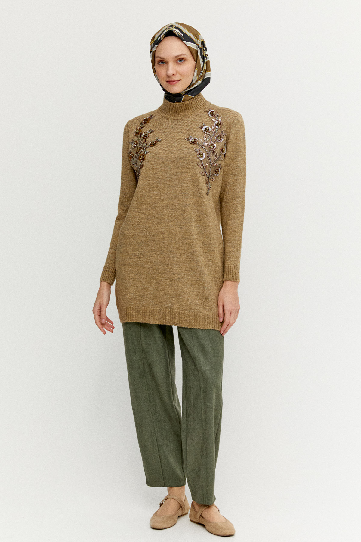 Nervürlü Şalvar Kesim Süet Pantolon, Tesettür Giyim