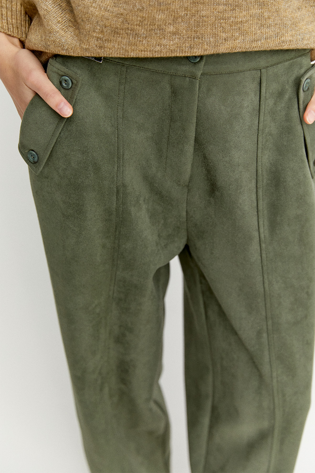 Nervürlü Şalvar Kesim Süet Pantolon, Tesettür Giyim