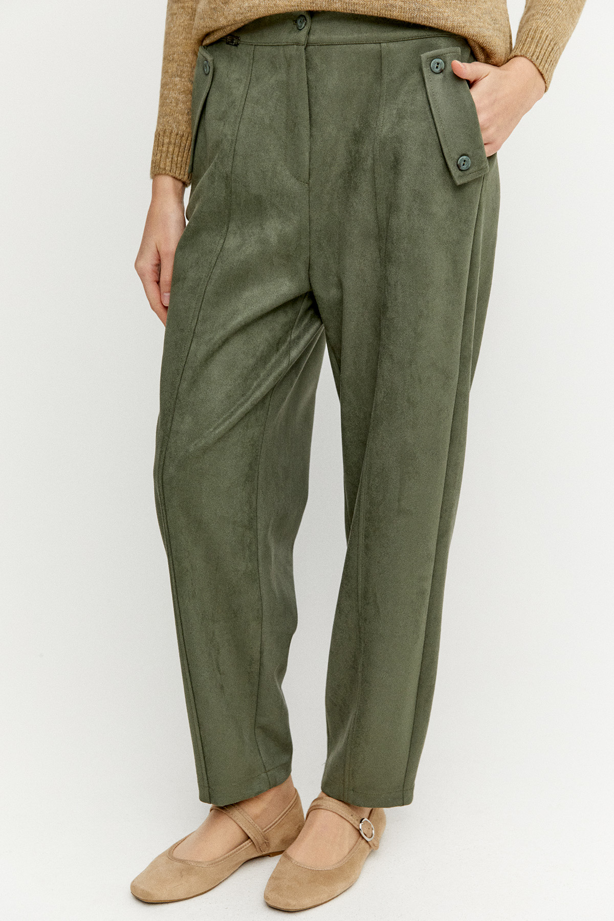 Nervürlü Şalvar Kesim Süet Pantolon, Tesettür Giyim