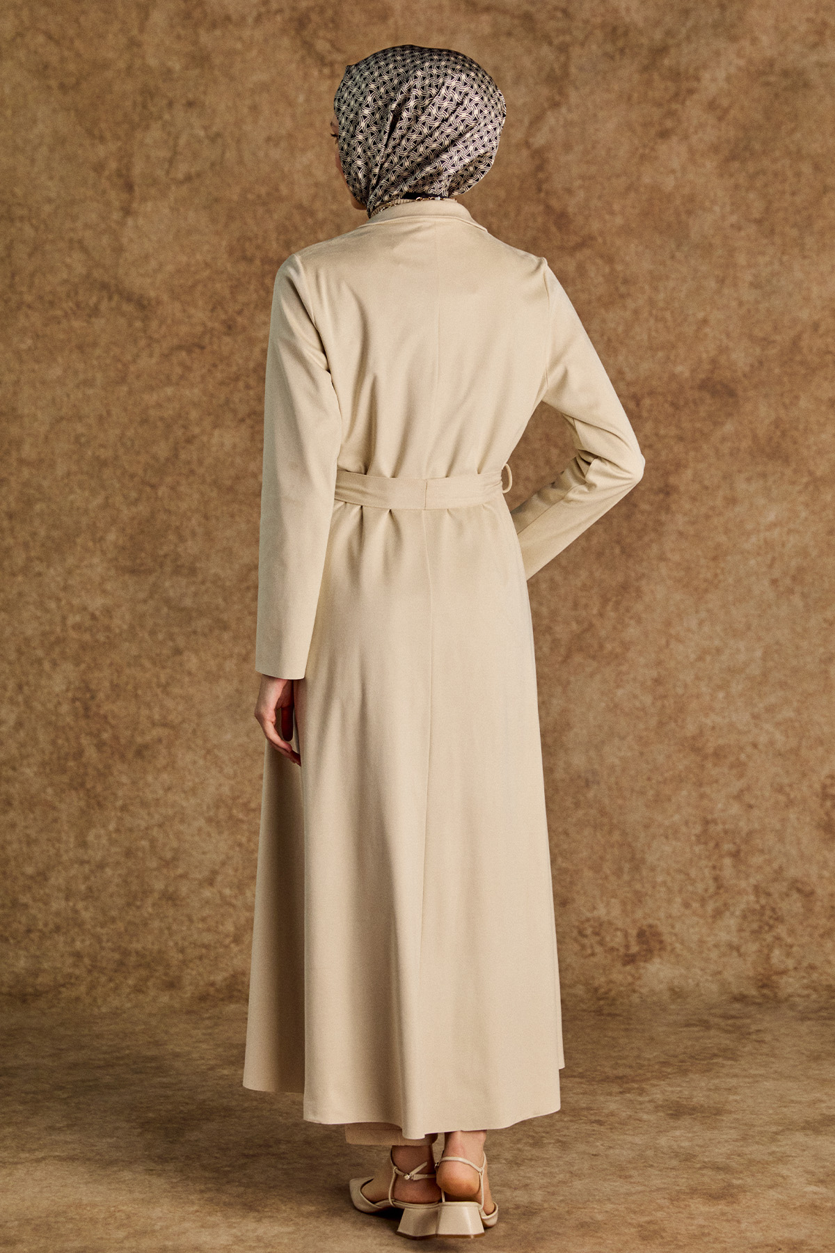 Süet Dokulu Pardesü, Tesettür Giyim