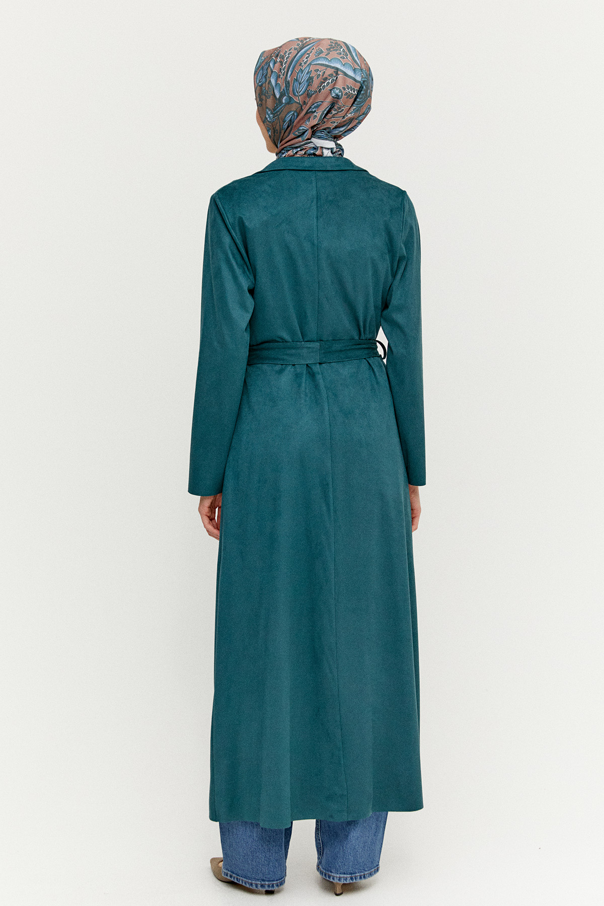 Süet Dokulu Pardesü, Tesettür Giyim