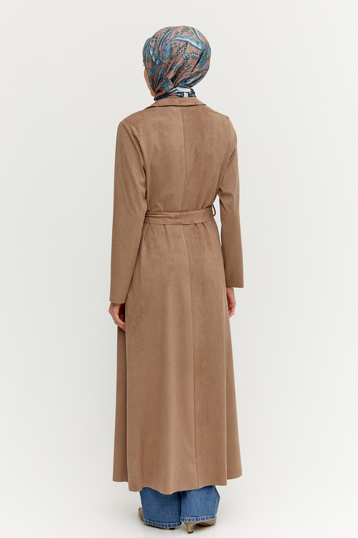 Süet Dokulu Pardesü, Tesettür Giyim