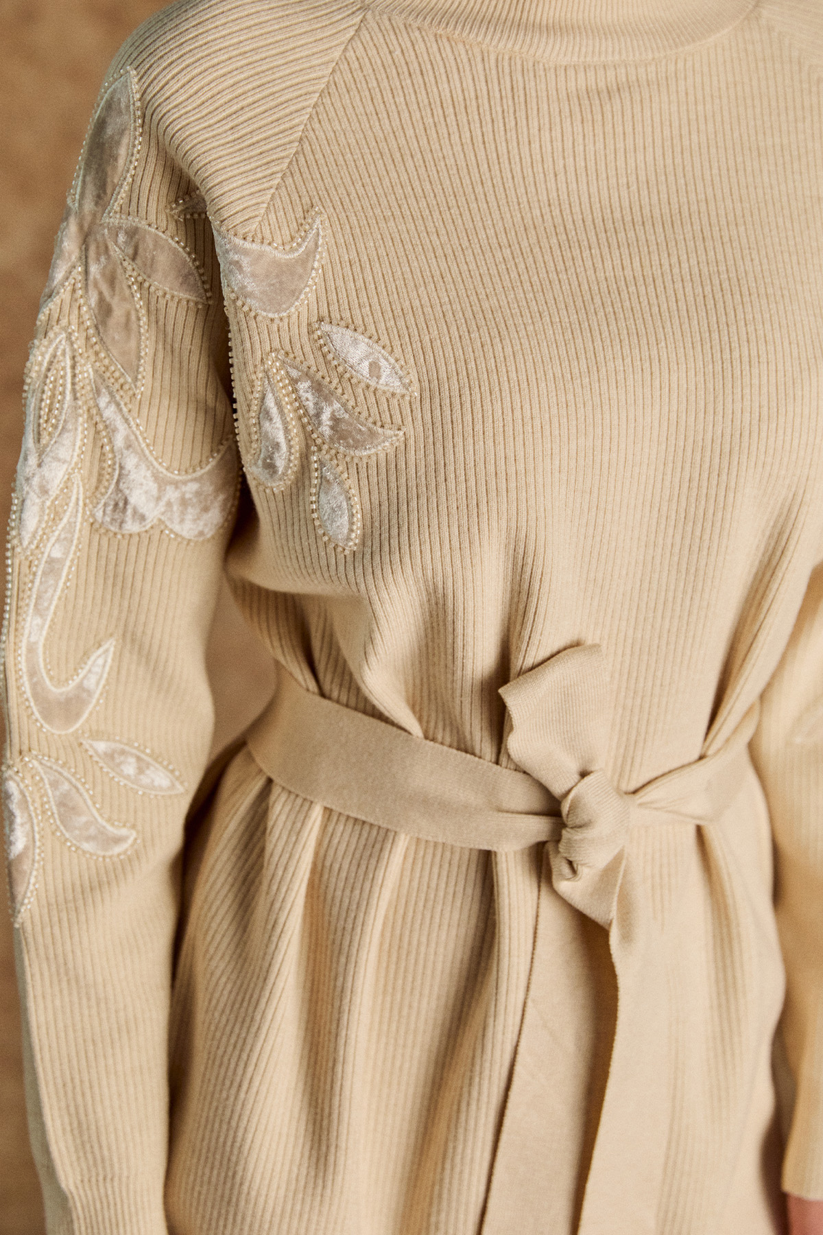 Kadife Motifli Triko İkili Takım, Tesettür Giyim