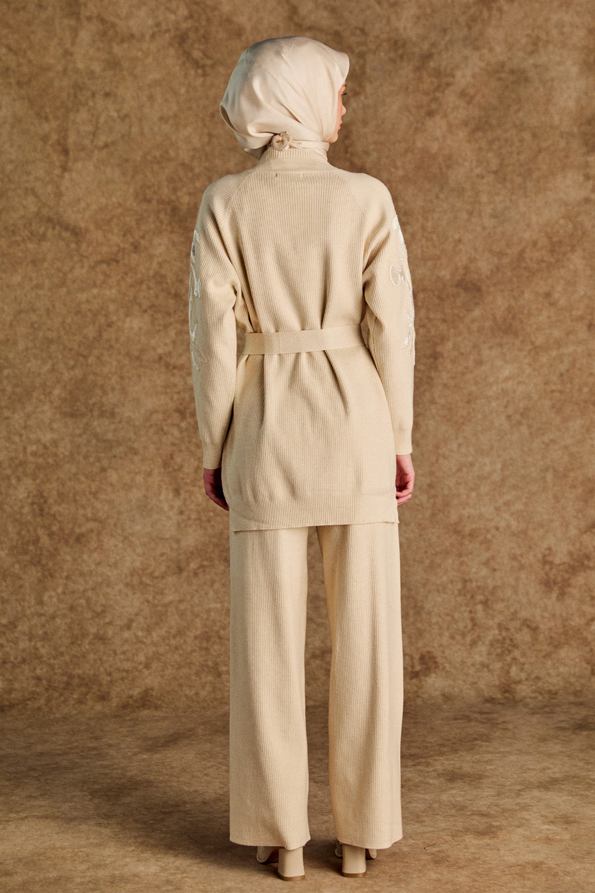 Kadife Motifli Triko İkili Takım, Tesettür Giyim