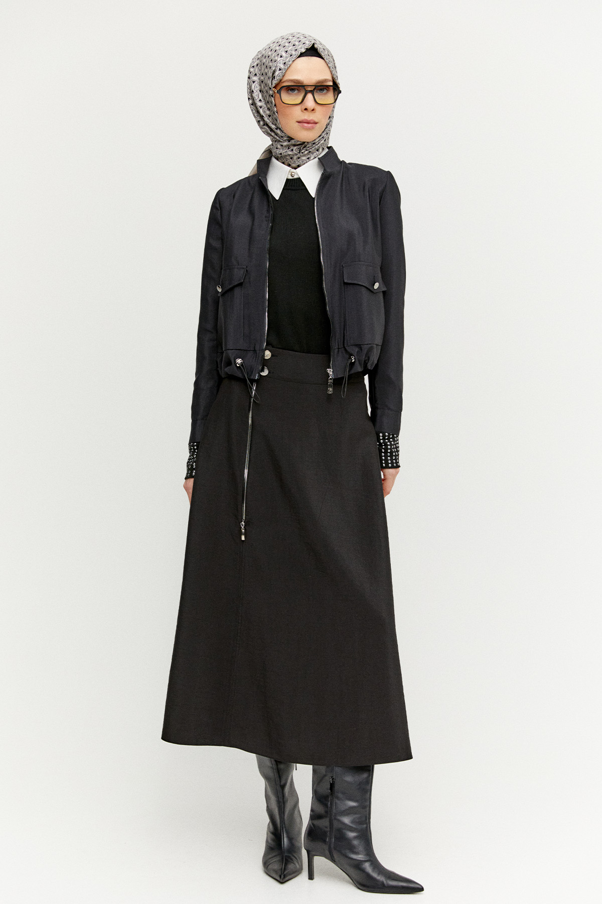 Fermuar Detaylı İkili Takım, Tesettür Giyim