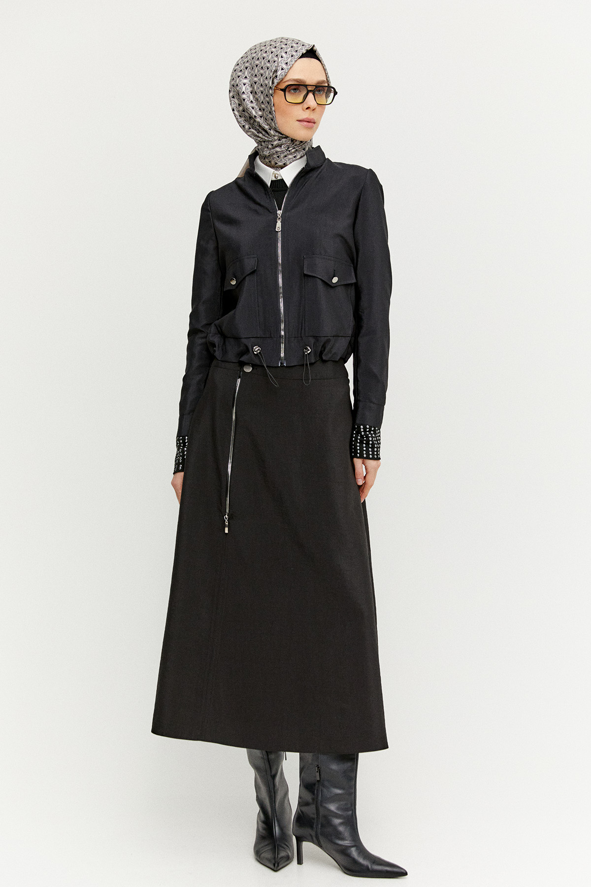 Fermuar Detaylı İkili Takım, Tesettür Giyim