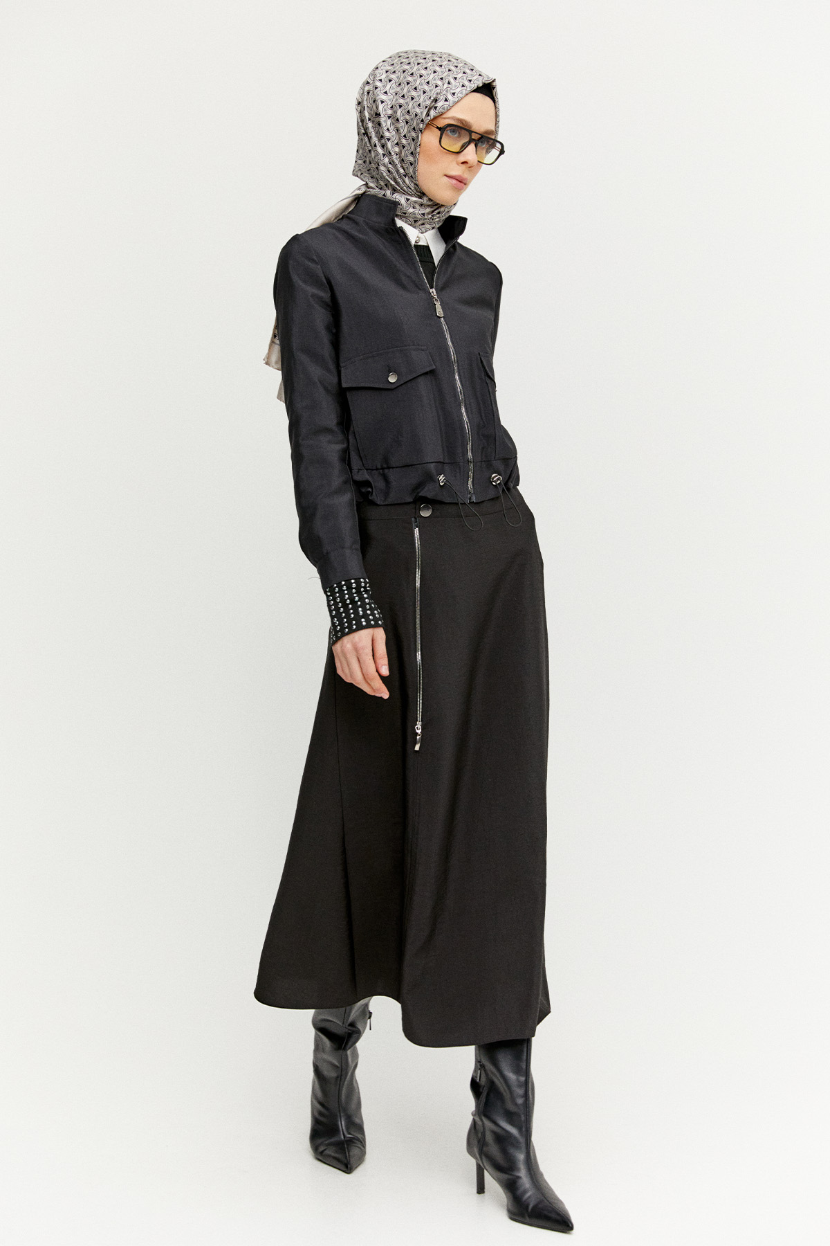 Fermuar Detaylı İkili Takım, Tesettür Giyim