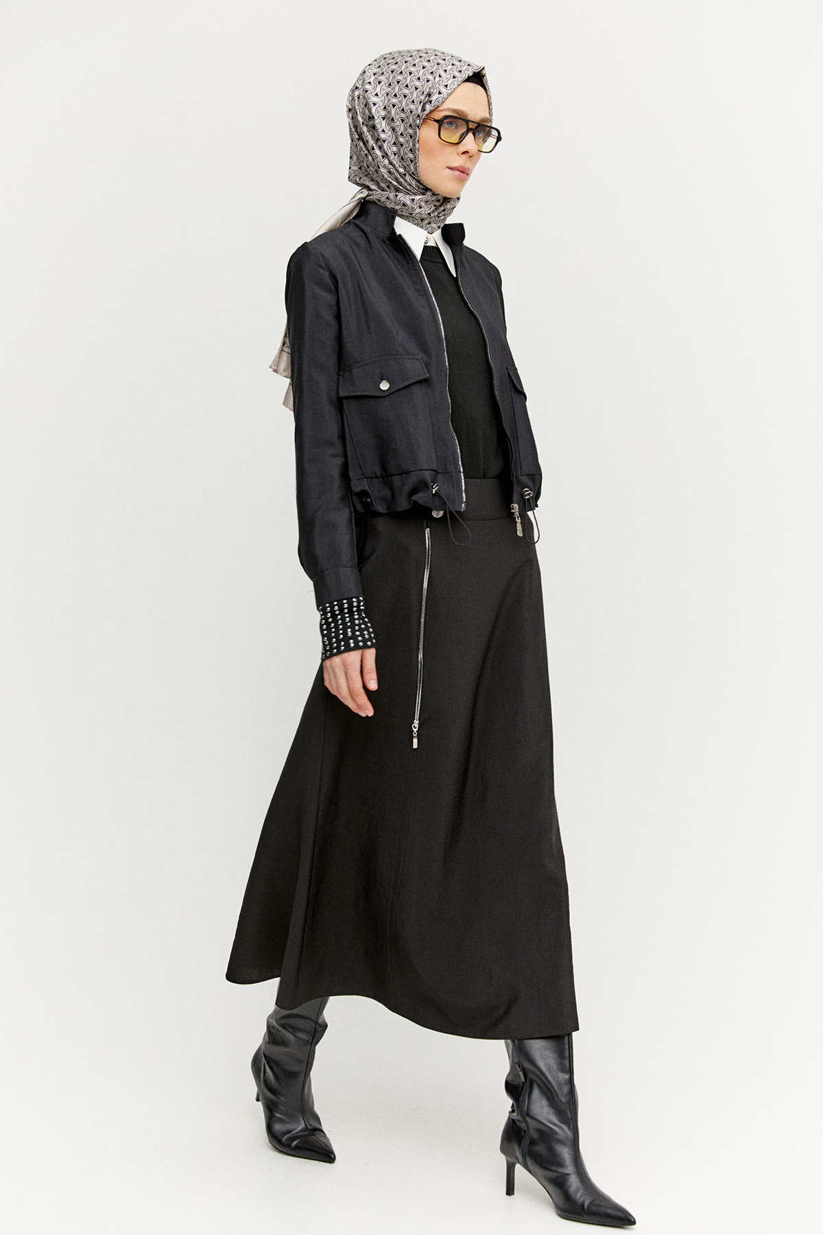 Fermuar Detaylı İkili Takım, Tesettür Giyim