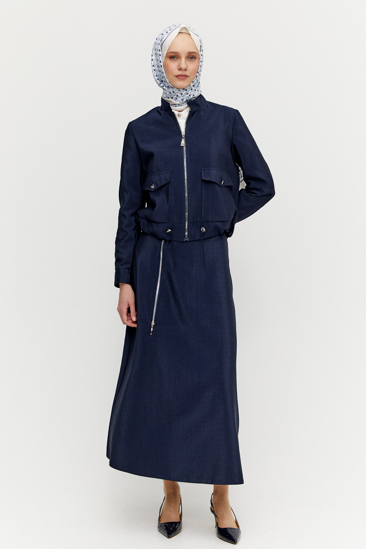 Fermuar Detaylı İkili Takım, Tesettür Giyim