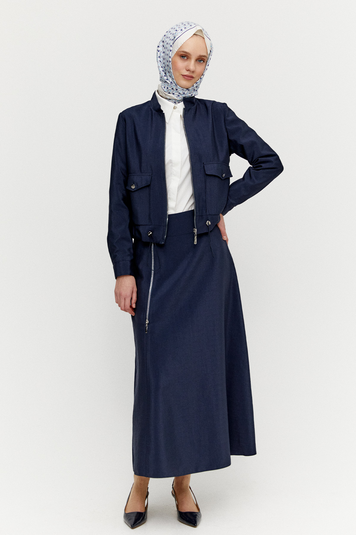 Fermuar Detaylı İkili Takım, Tesettür Giyim