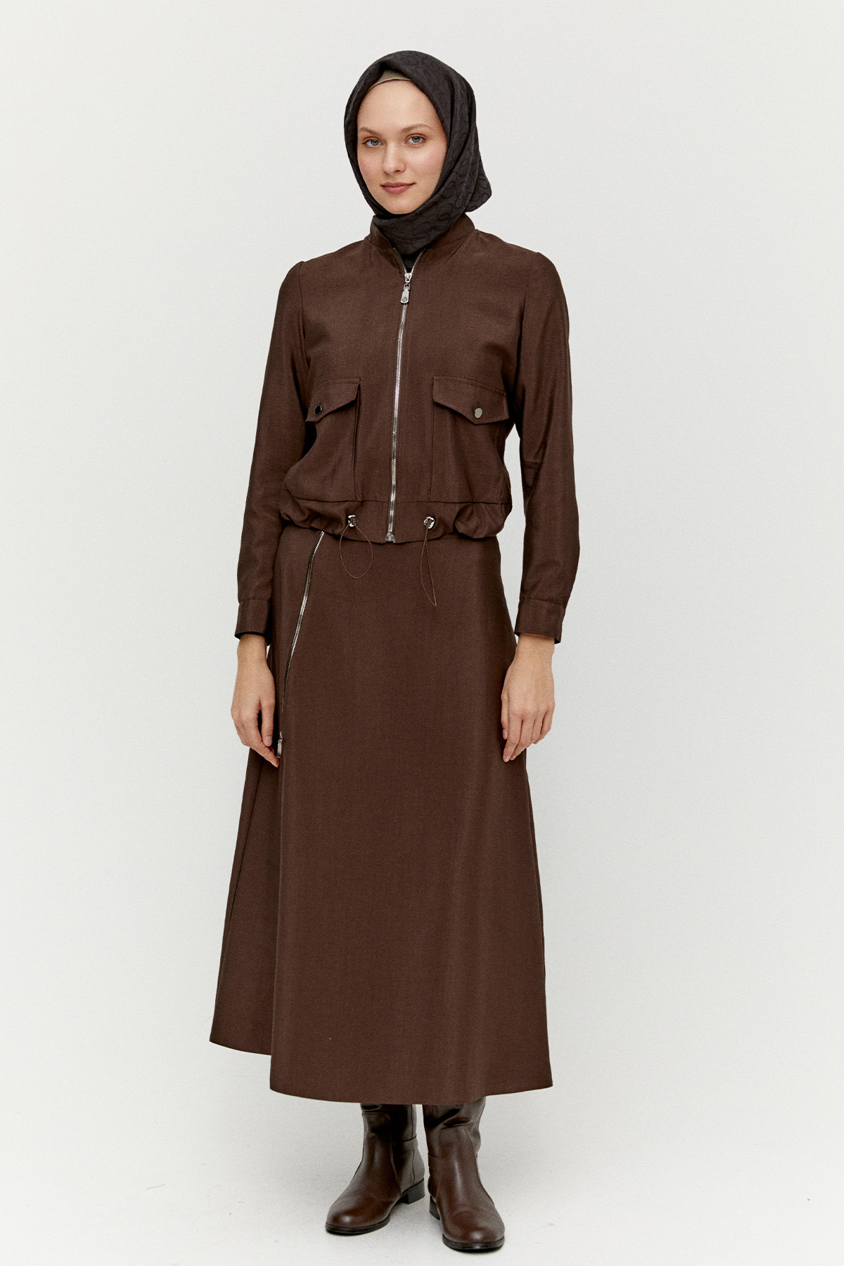 Fermuar Detaylı İkili Takım, Tesettür Giyim