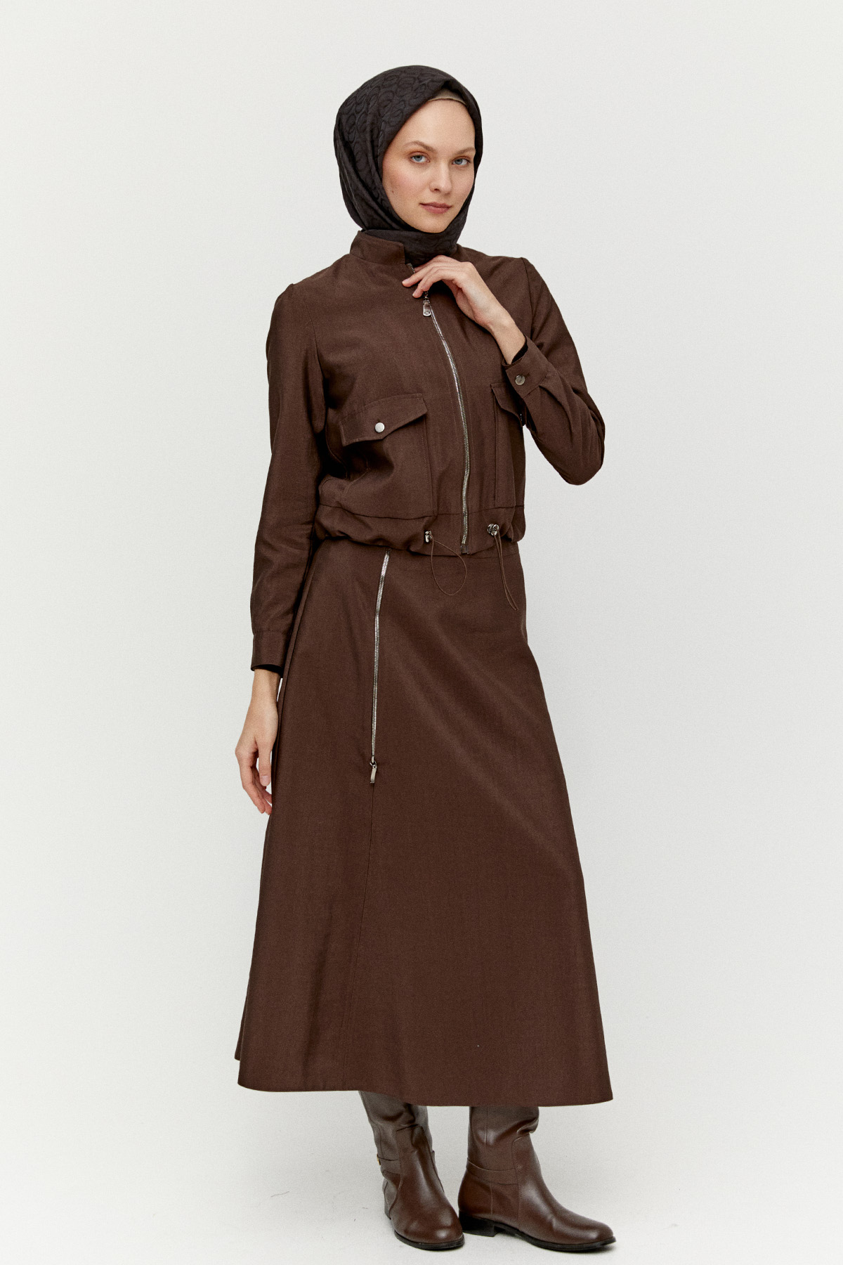 Fermuar Detaylı İkili Takım, Tesettür Giyim