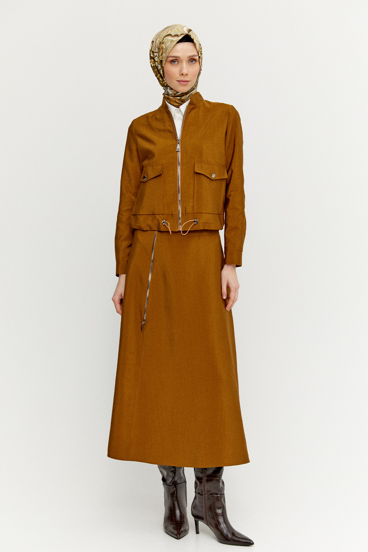 Fermuar Detaylı İkili Takım, Tesettür Giyim