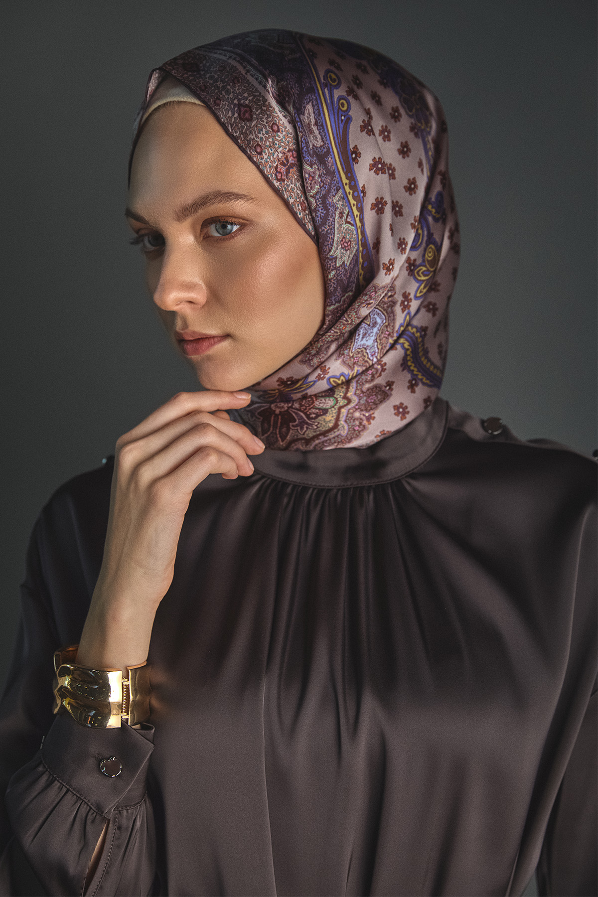 Süs Düğmeli Saten İkili Takım, Tesettür Giyim