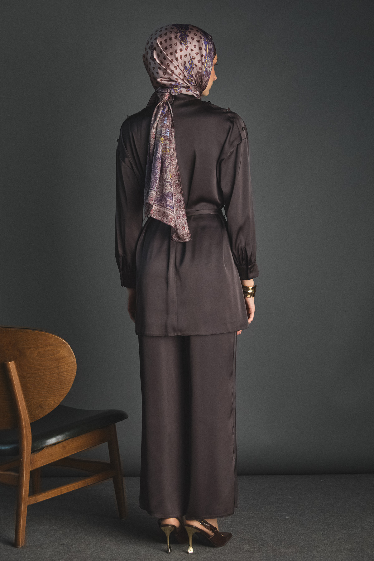 Süs Düğmeli Saten İkili Takım, Tesettür Giyim