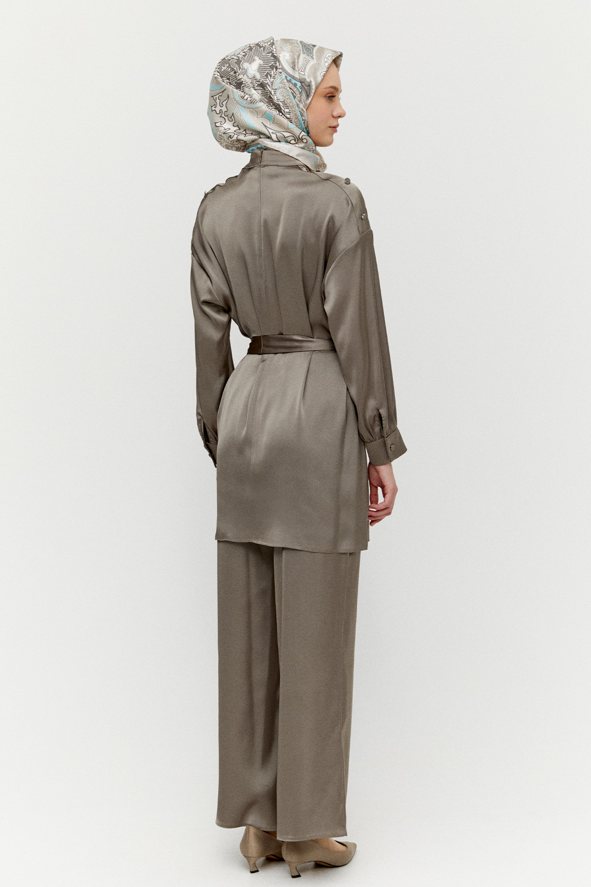 Süs Düğmeli Saten İkili Takım, Tesettür Giyim