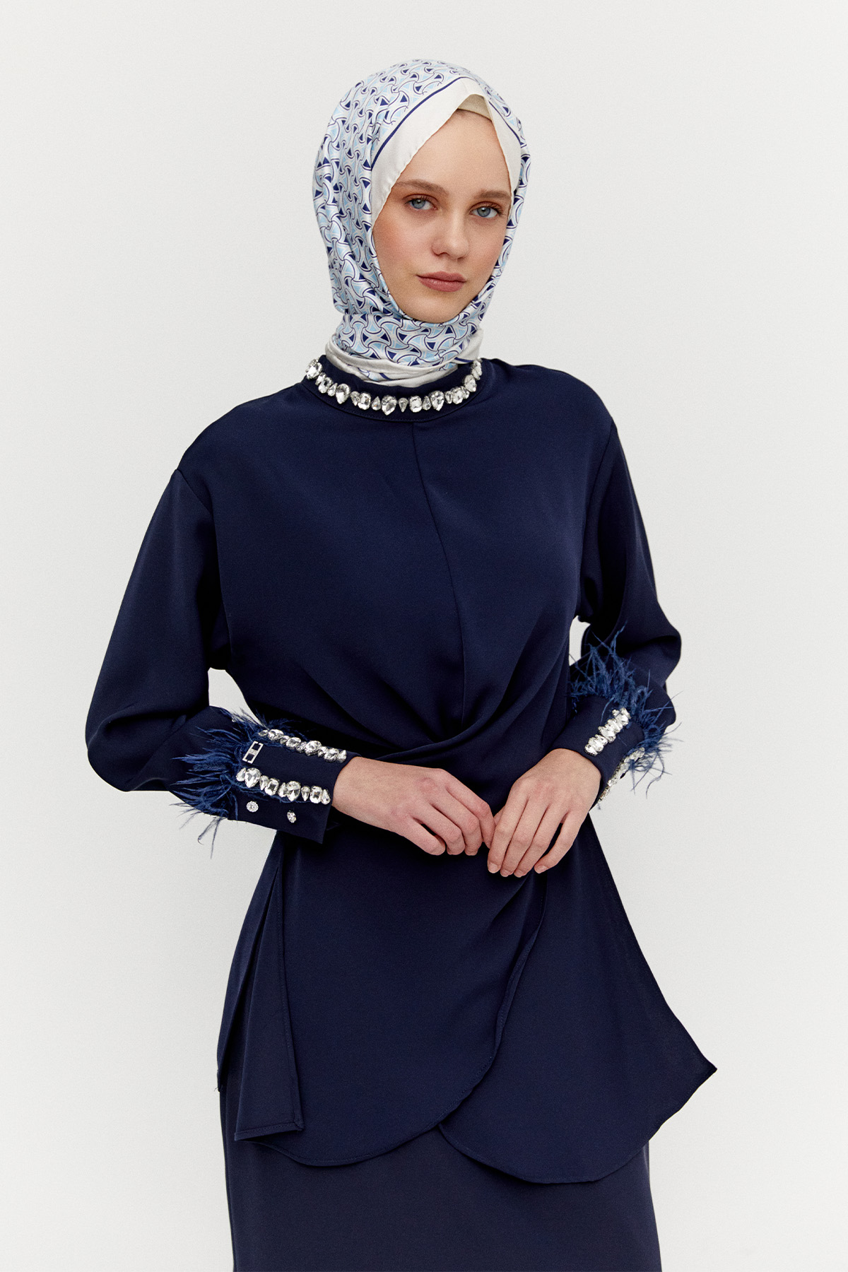 Taşlı Etekli Krep İkili Takım, Tesettür Giyim