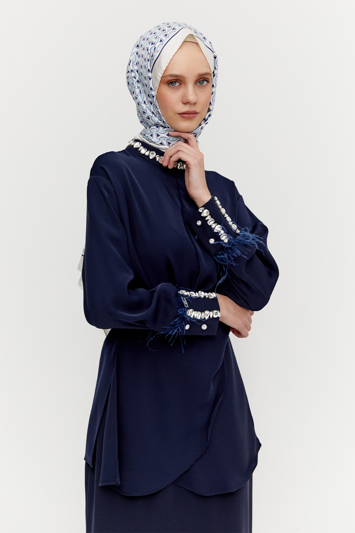 Taşlı Etekli Krep İkili Takım, Tesettür Giyim