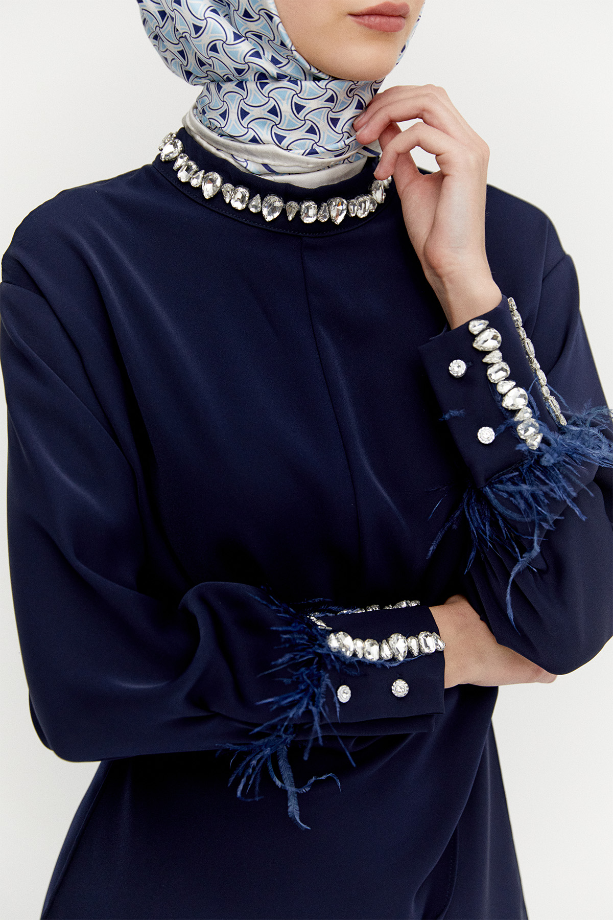 Taşlı Etekli Krep İkili Takım, Tesettür Giyim