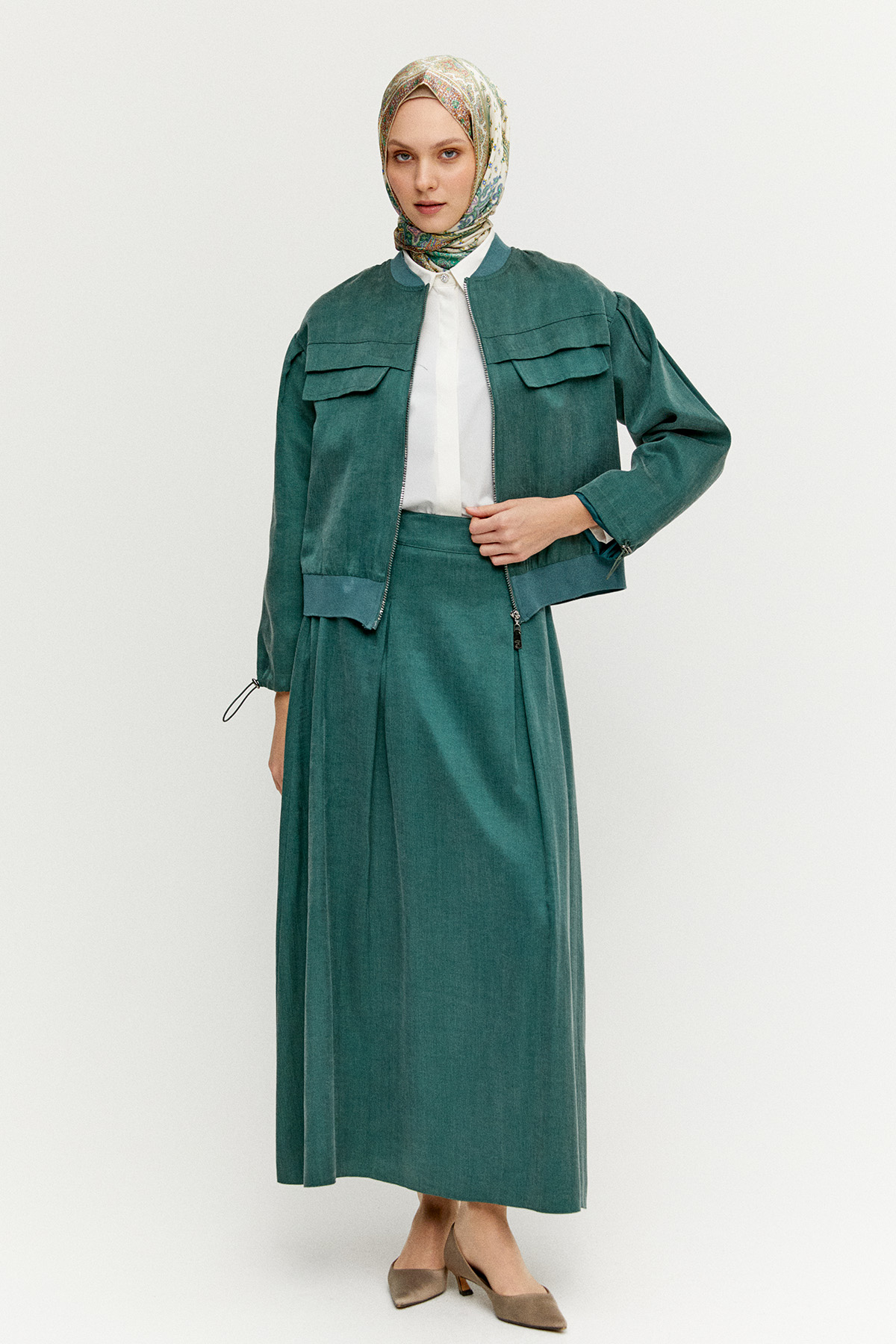 Bomber Yaka Pamuk İkili Takım, Tesettür Giyim