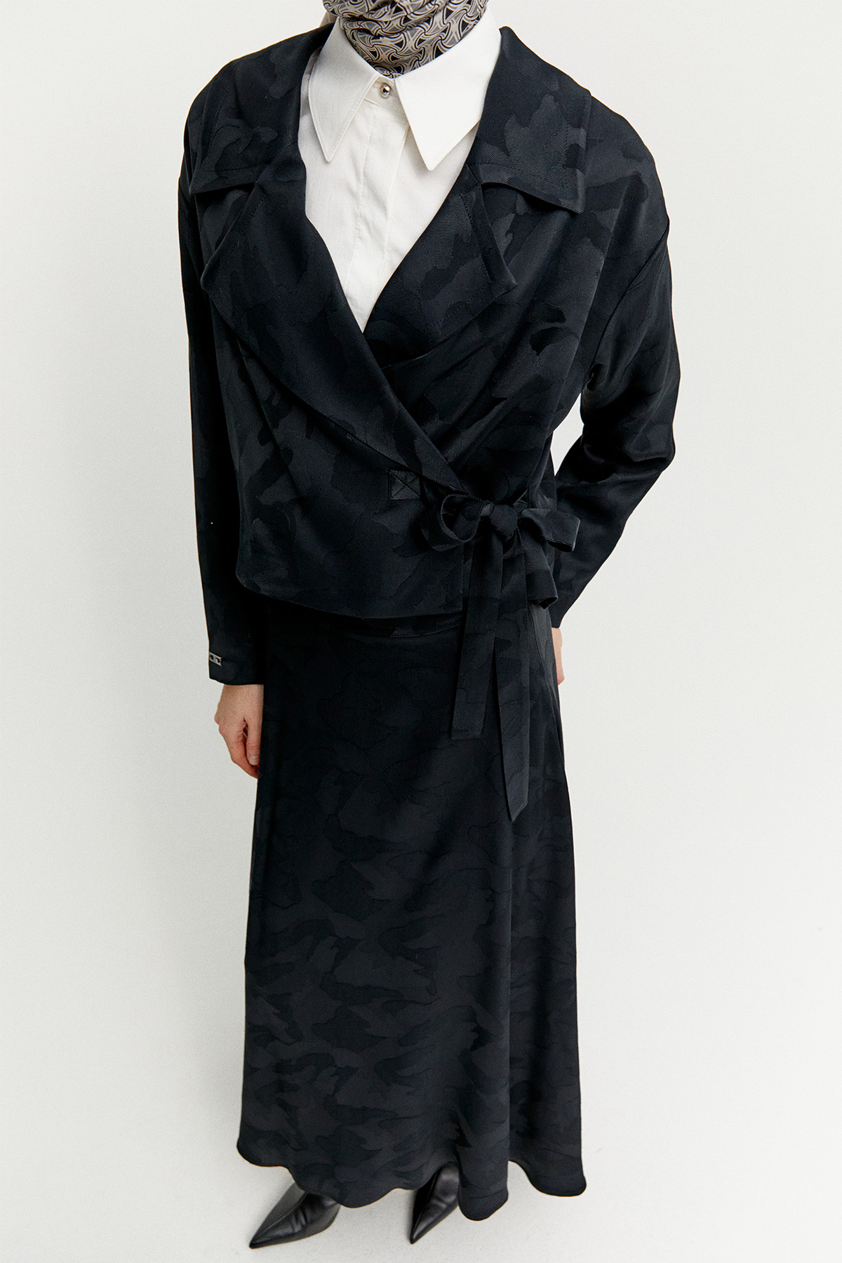 Çan Etekli Jakarlı İkili Takım, Tesettür Giyim