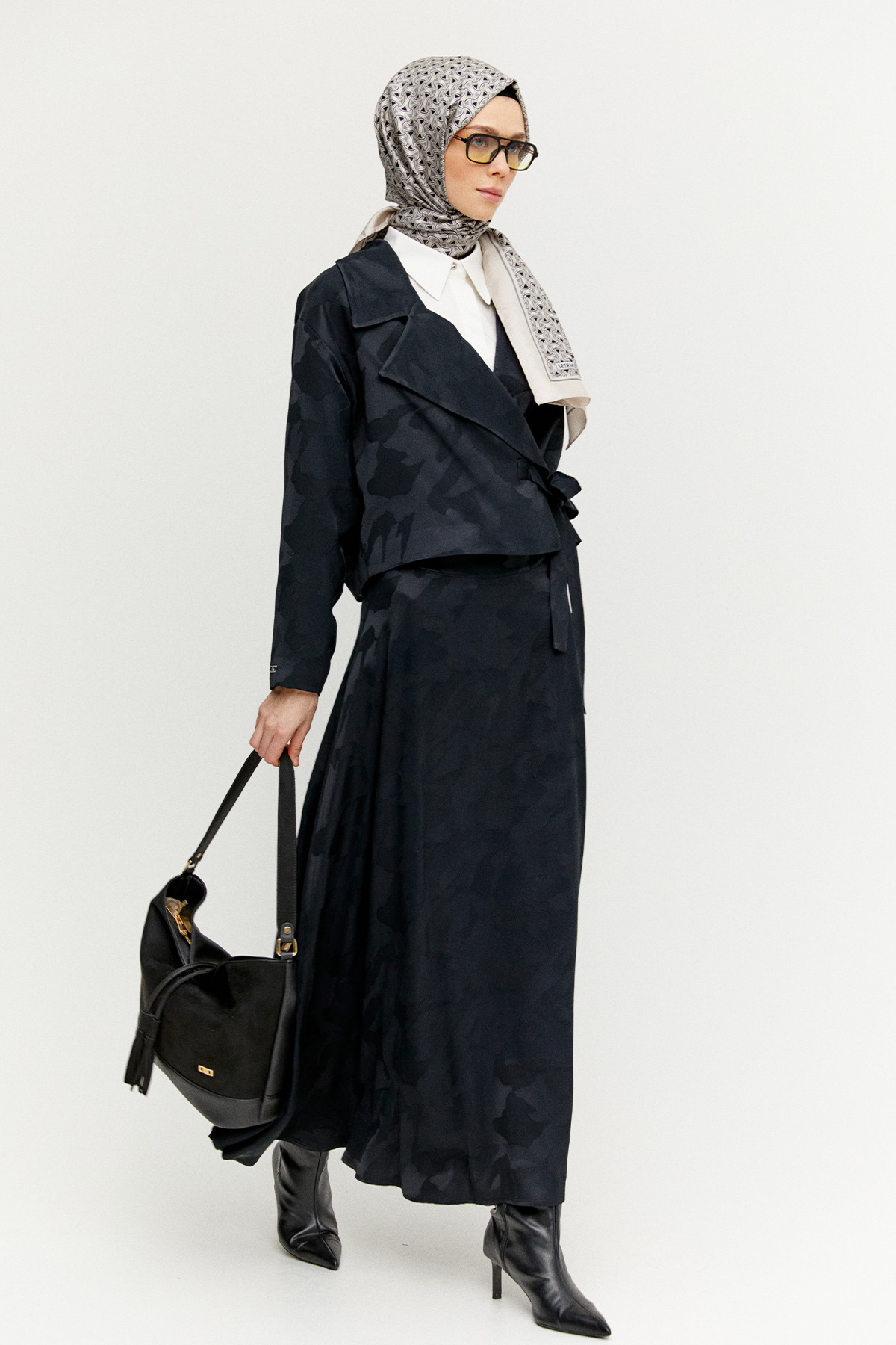 Çan Etekli Jakarlı İkili Takım, Tesettür Giyim