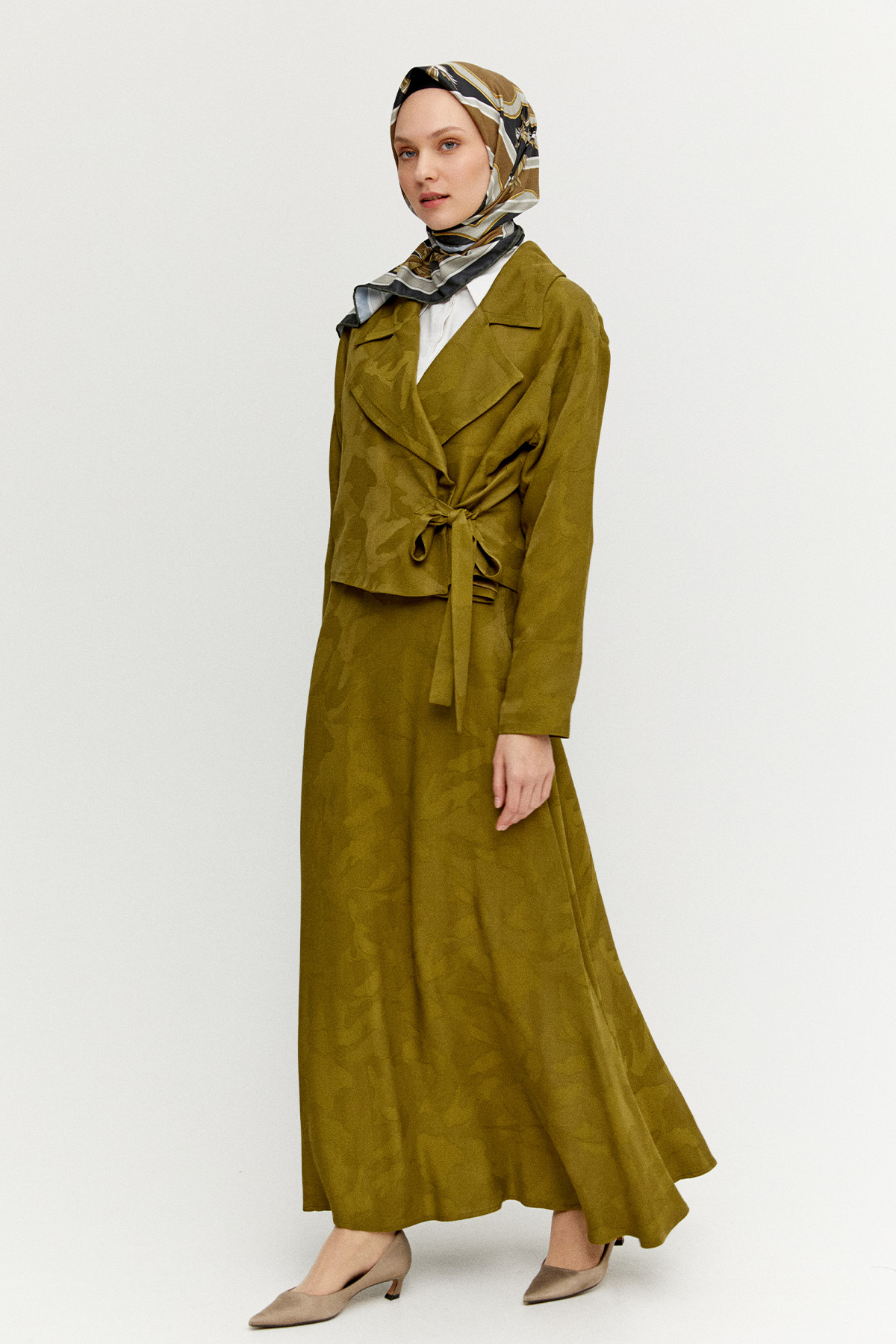 Çan Etekli Jakarlı İkili Takım, Tesettür Giyim