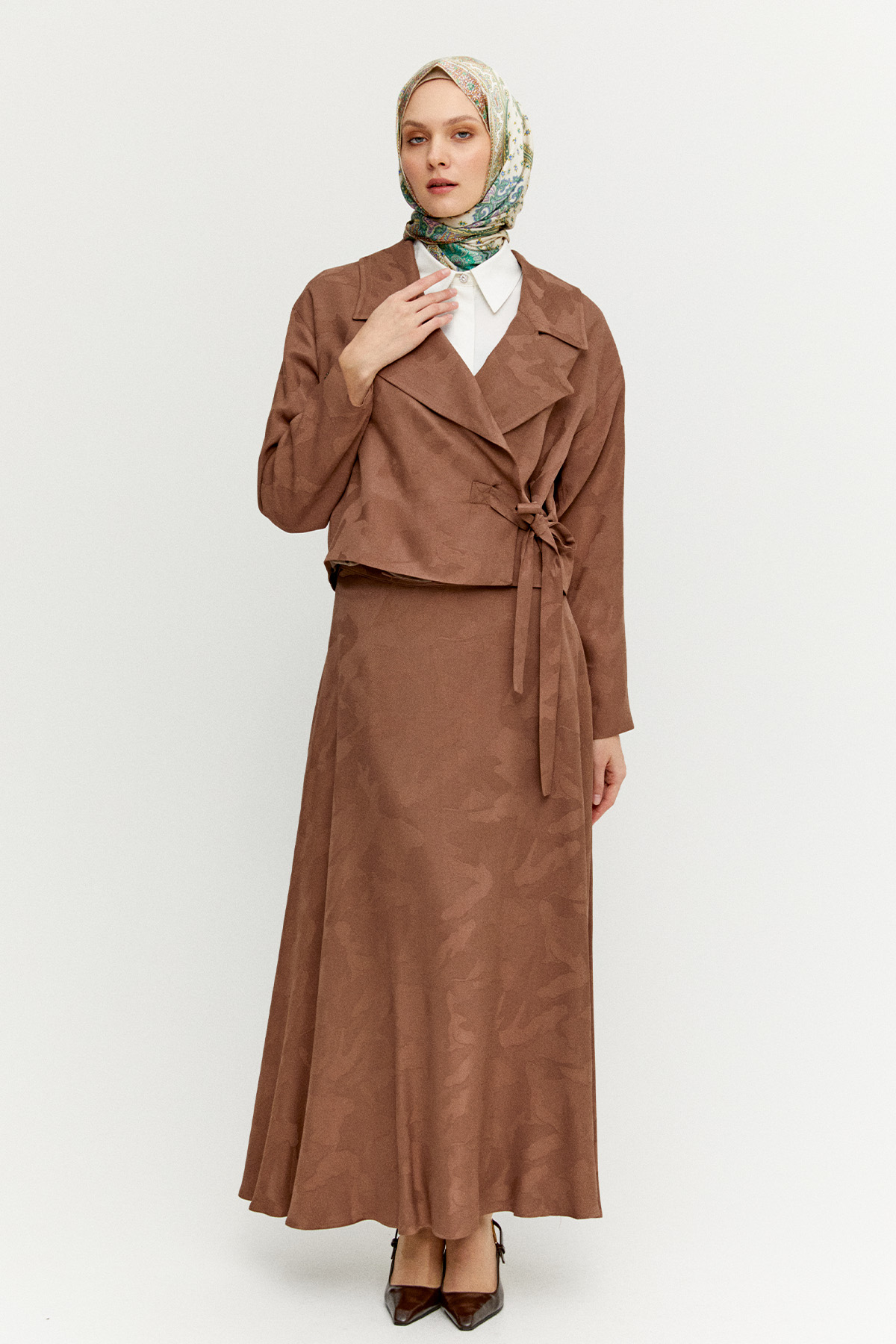 Çan Etekli Jakarlı İkili Takım, Tesettür Giyim