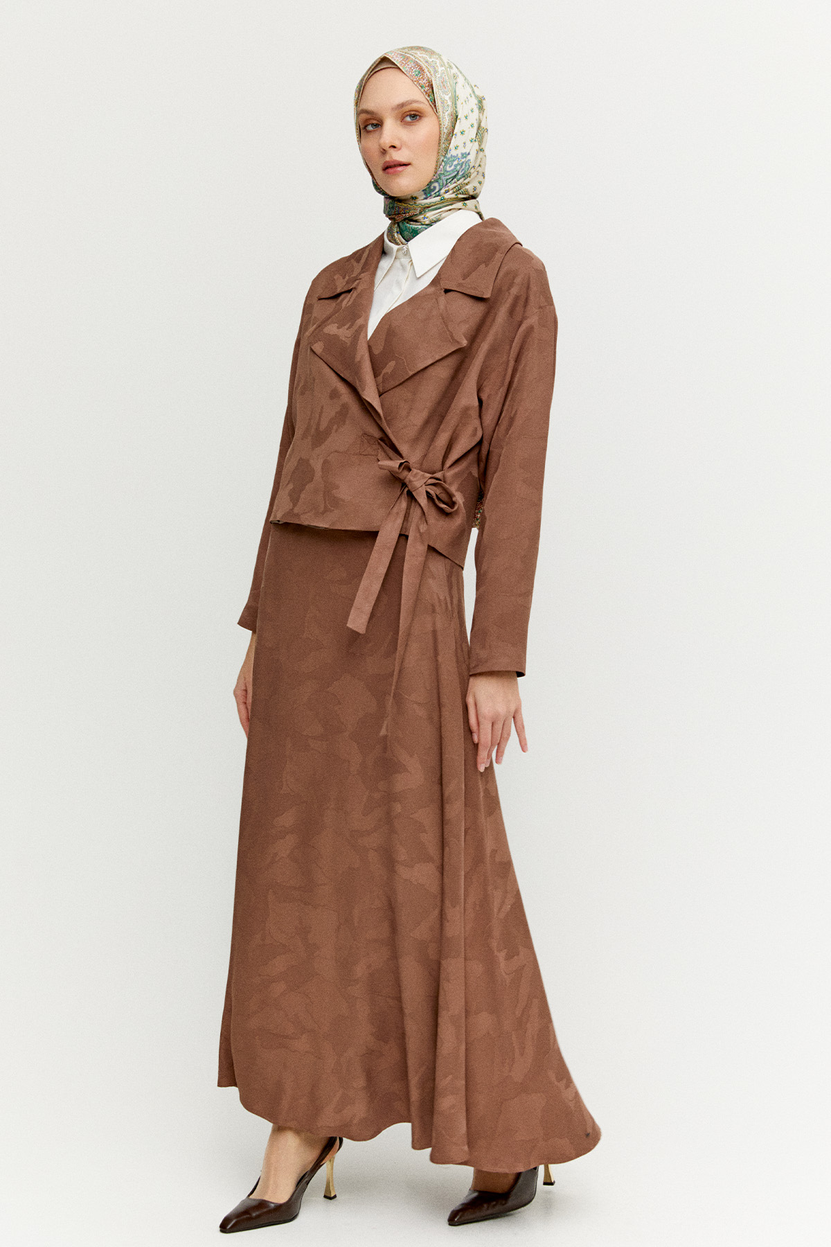 Çan Etekli Jakarlı İkili Takım, Tesettür Giyim