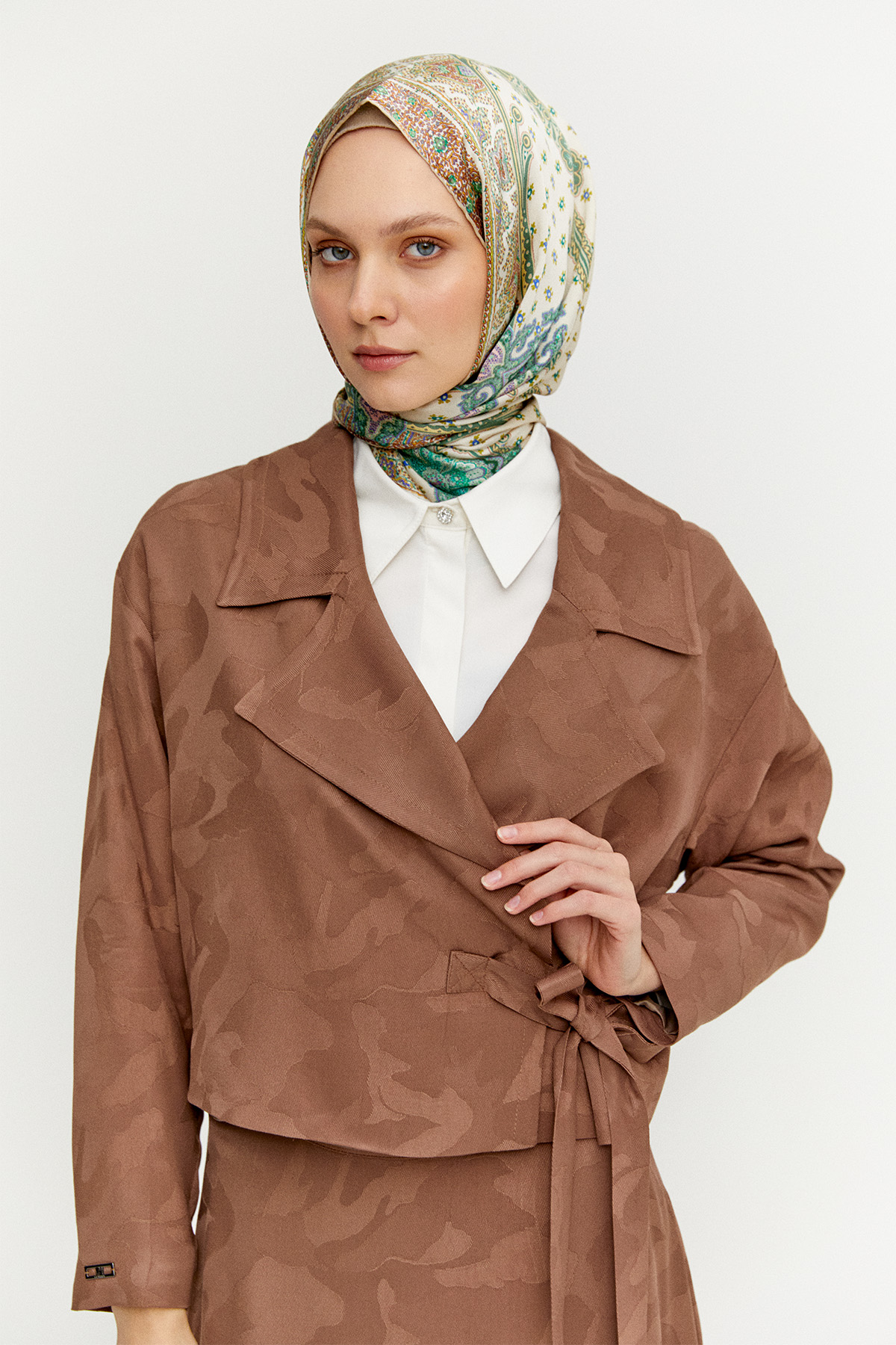 Çan Etekli Jakarlı İkili Takım, Tesettür Giyim