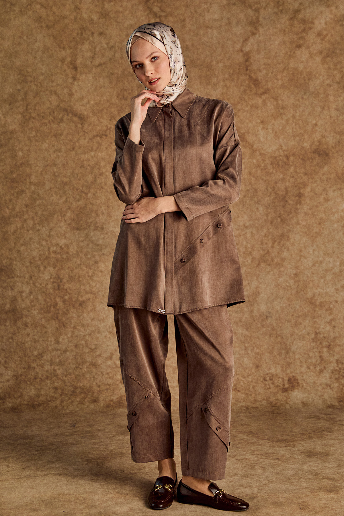 Süs Düğmeli Pamuklu İkili Takım, Tesettür Giyim