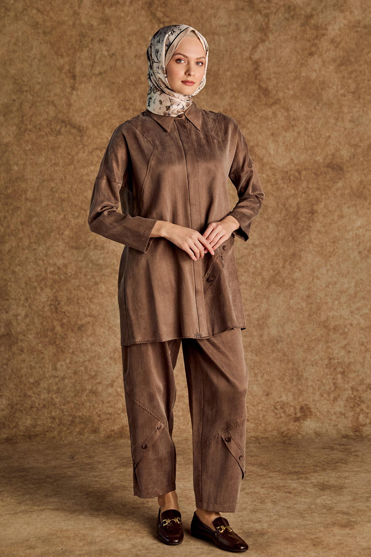 Süs Düğmeli Pamuklu İkili Takım, Tesettür Giyim
