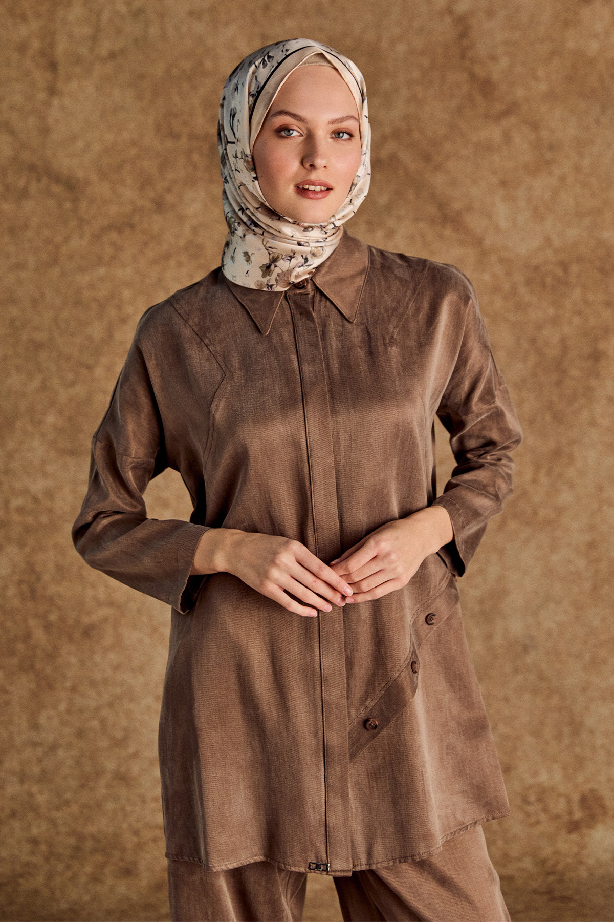 Süs Düğmeli Pamuklu İkili Takım, Tesettür Giyim