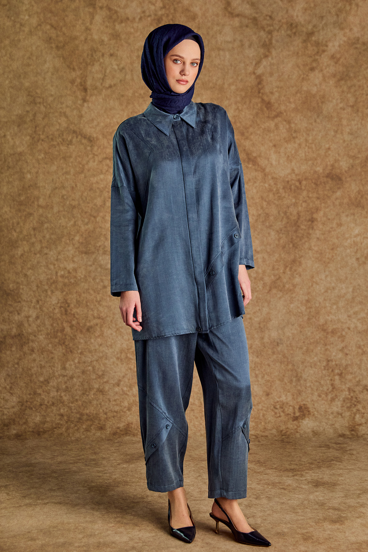 Süs Düğmeli Pamuklu İkili Takım, Tesettür Giyim