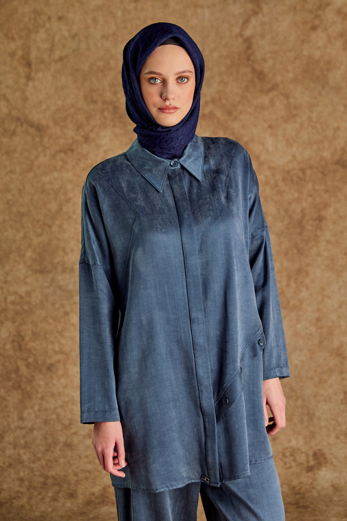 Süs Düğmeli Pamuklu İkili Takım, Tesettür Giyim