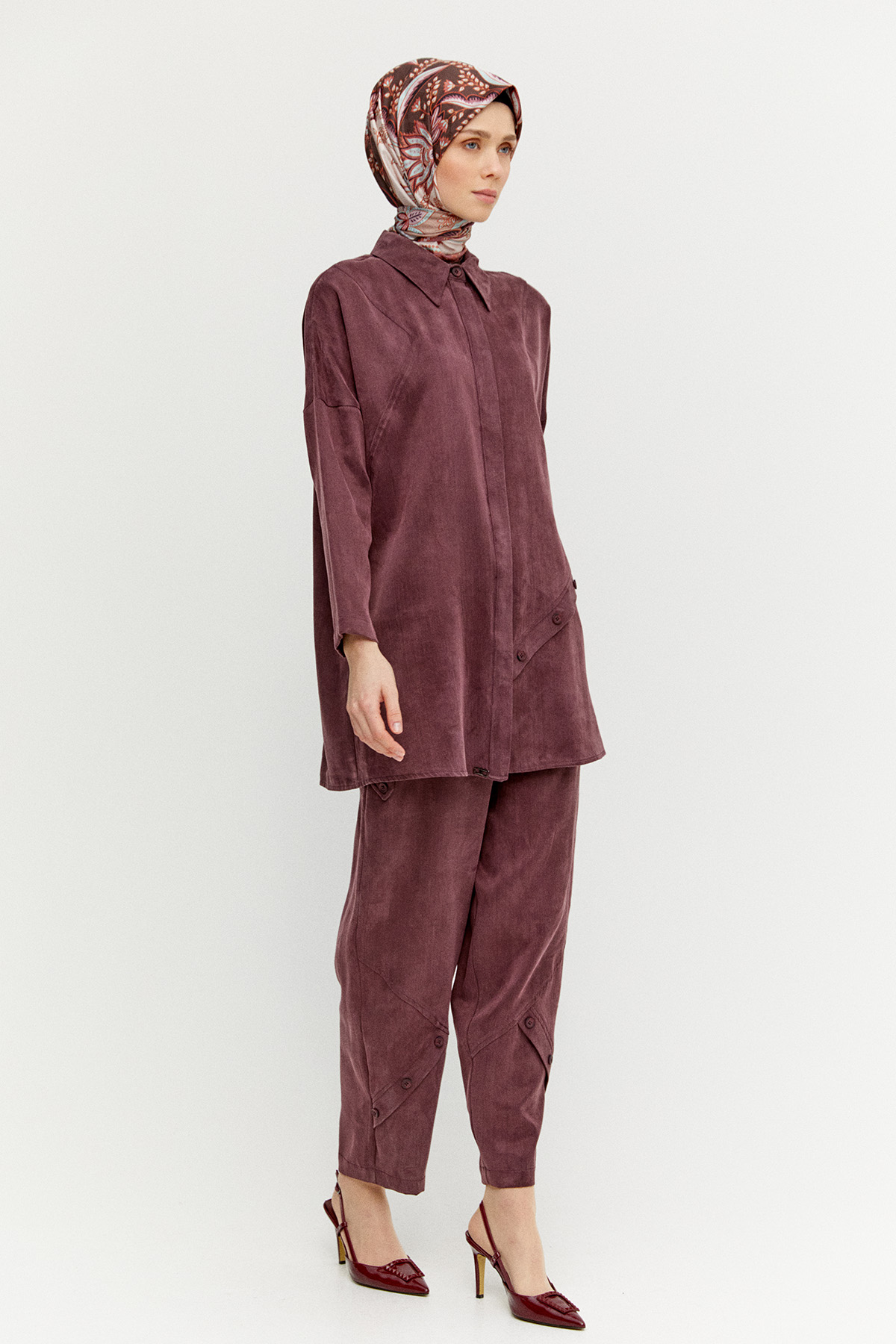Süs Düğmeli Pamuklu İkili Takım, Tesettür Giyim