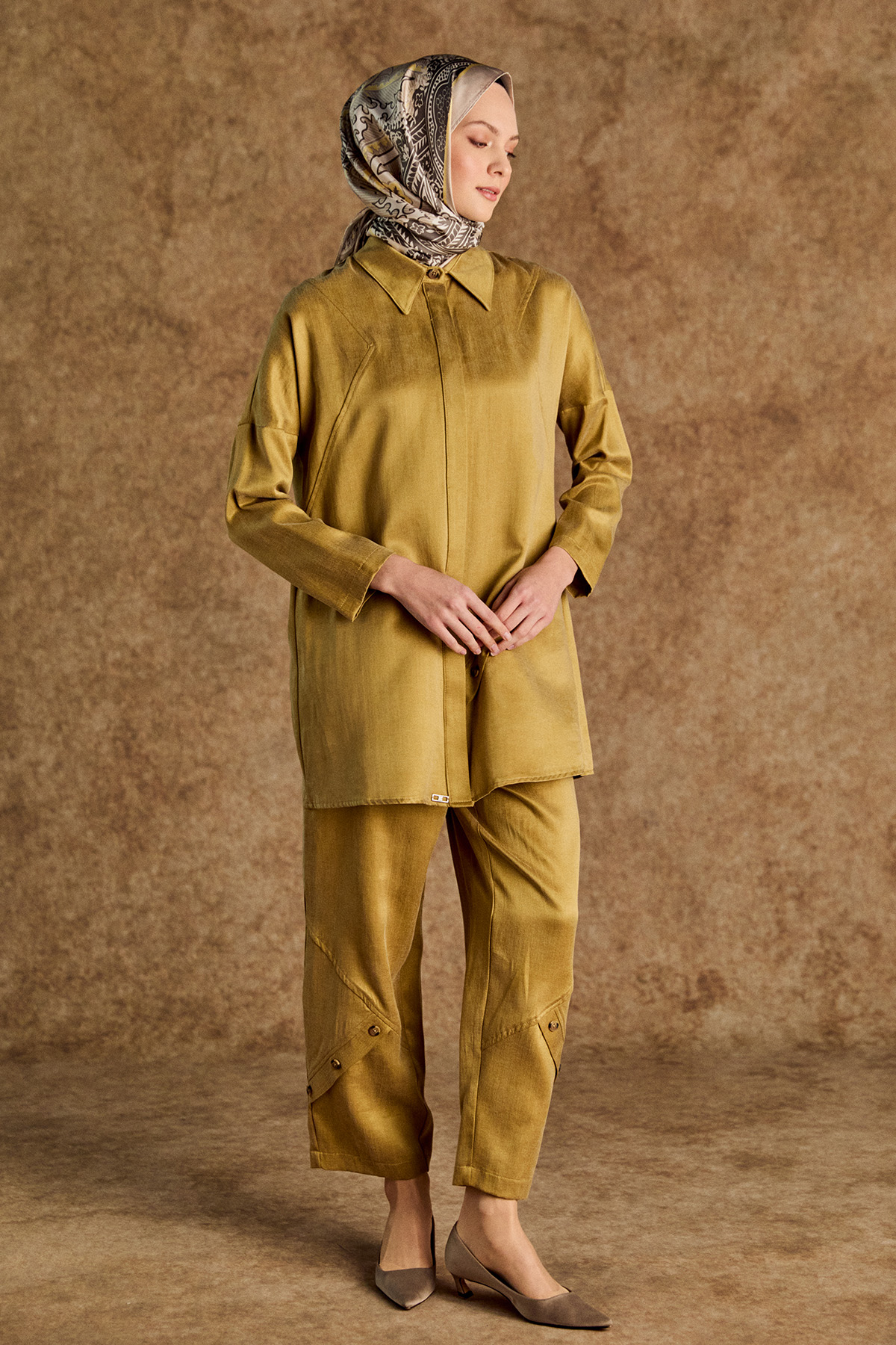 Süs Düğmeli Pamuklu İkili Takım, Tesettür Giyim