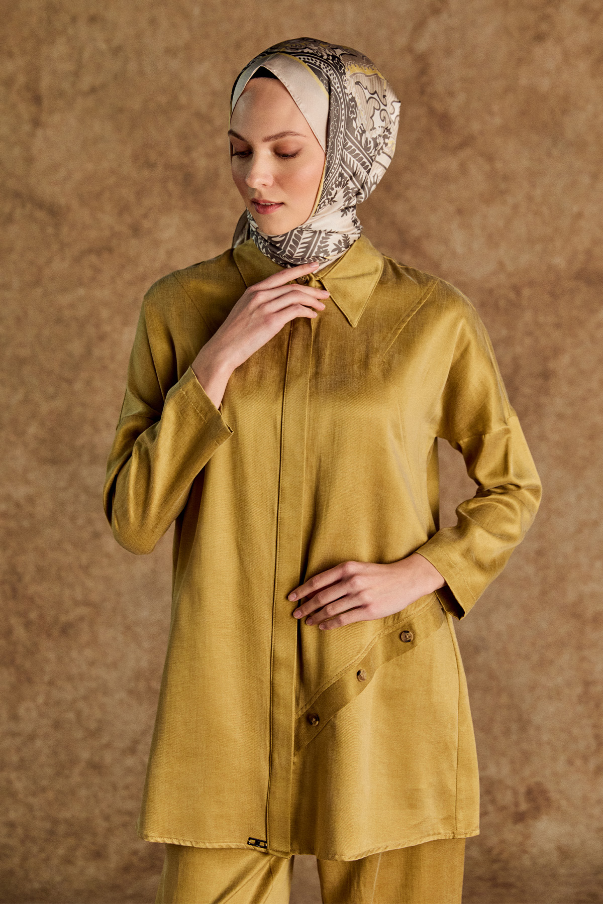 Süs Düğmeli Pamuklu İkili Takım, Tesettür Giyim