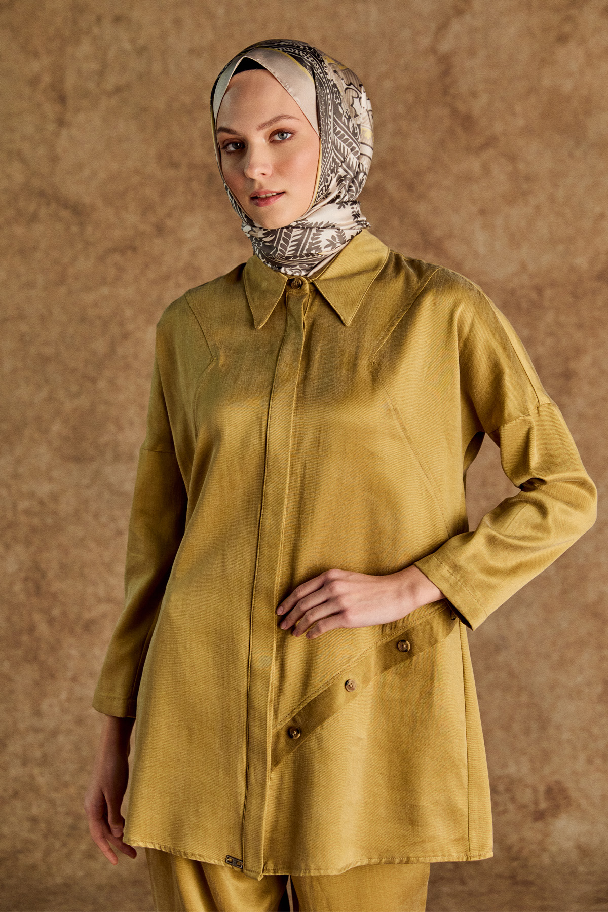 Süs Düğmeli Pamuklu İkili Takım, Tesettür Giyim