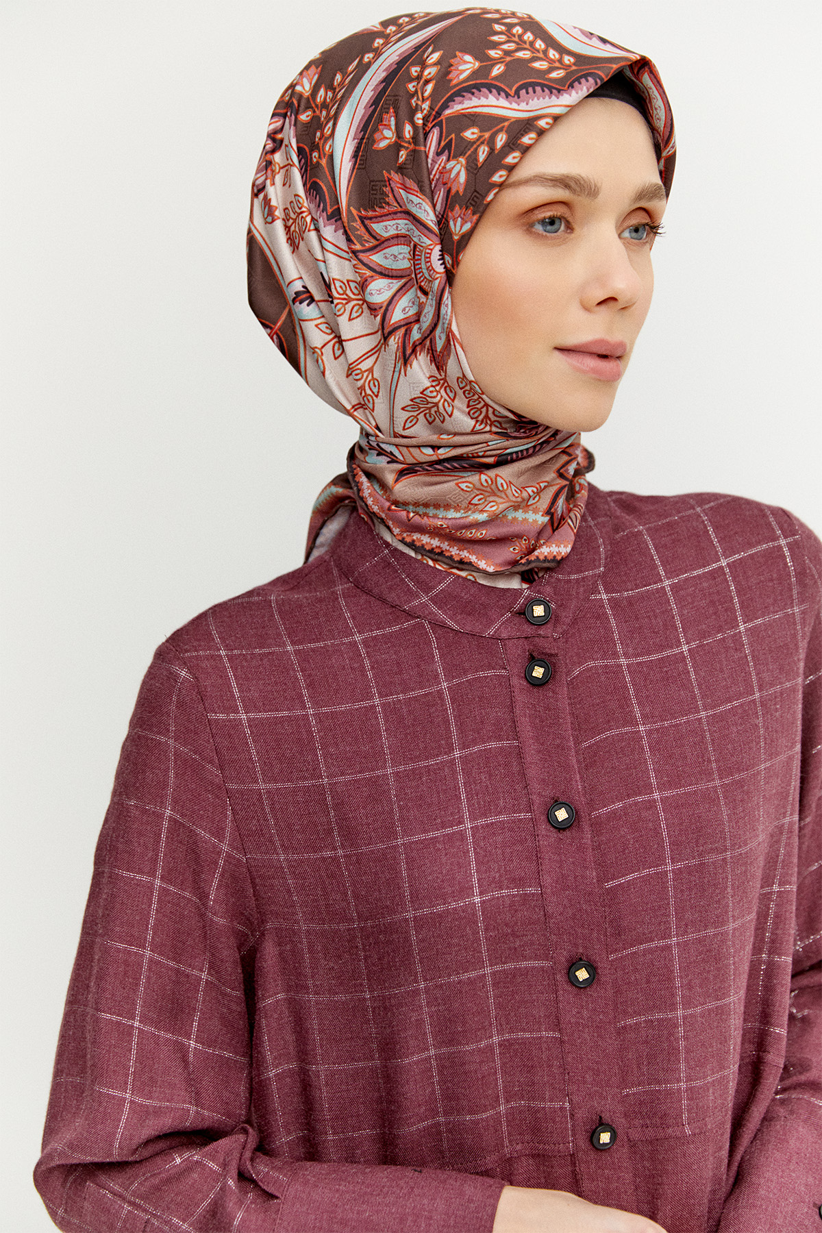 Kare Desenli Rahat Kesim İkili Takım, Tesettür Giyim