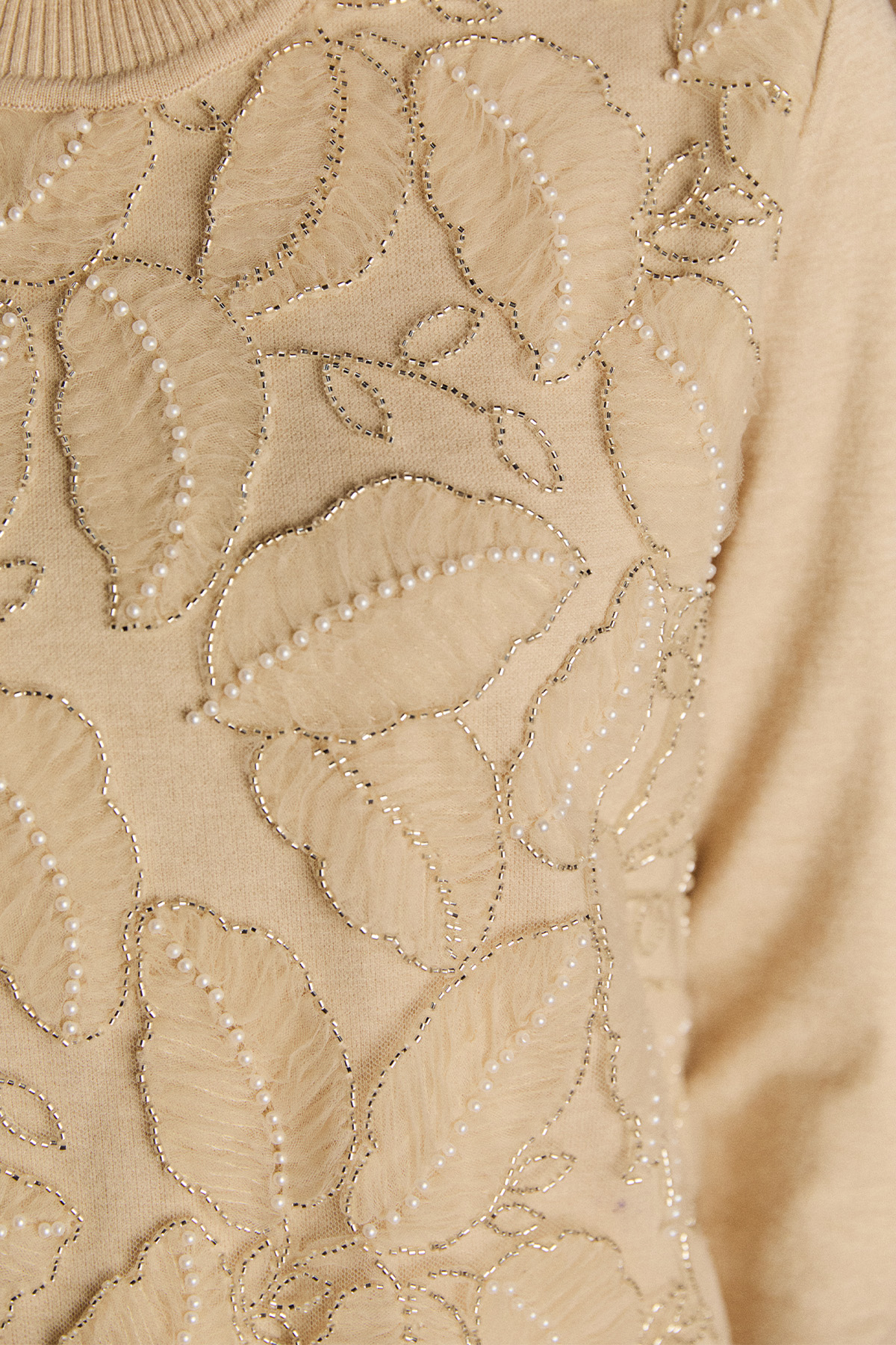 Taşlı Yaprak Desenli Triko Tunik, Tesettür Giyim