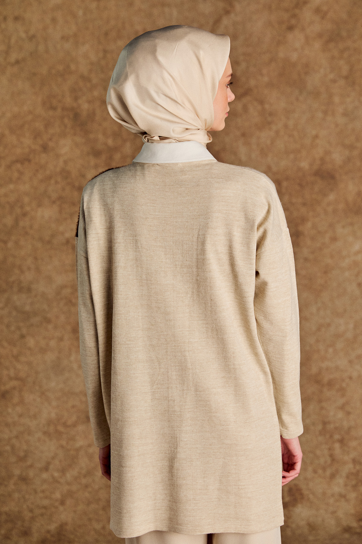 Simli Çiçek Motifli Triko Tunik, Tesettür Giyim