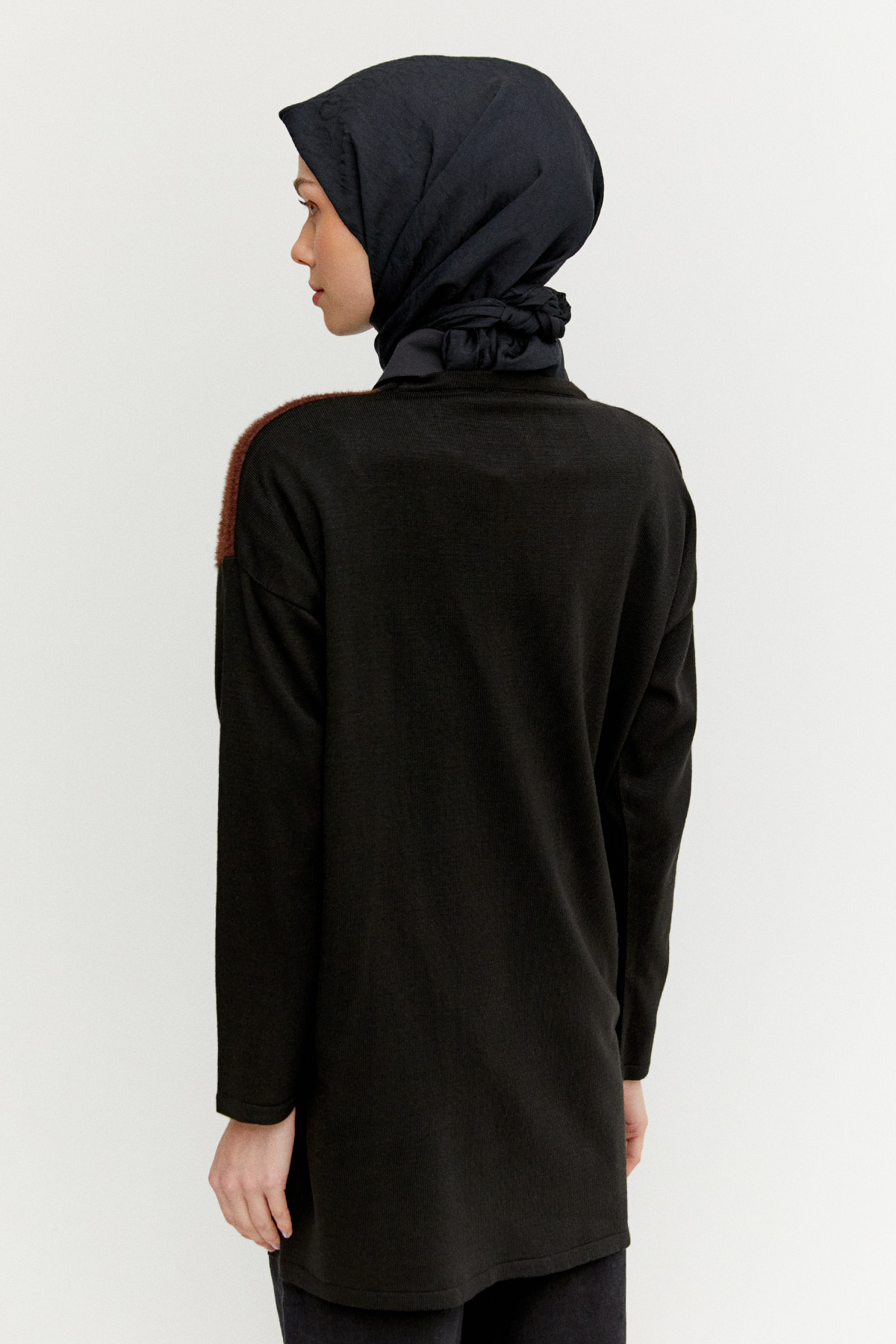 Simli Çiçek Motifli Triko Tunik, Tesettür Giyim