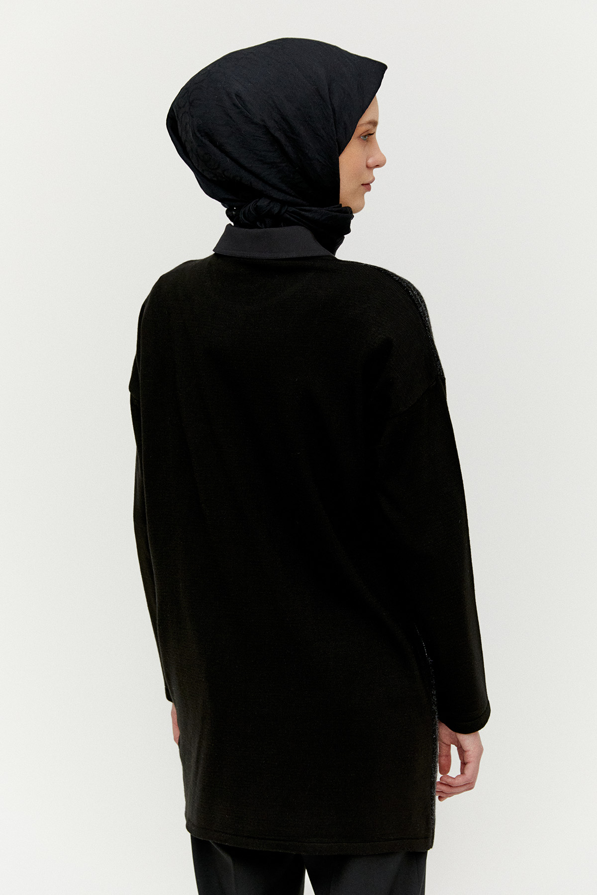 Simli Çiçek Motifli Triko Tunik, Tesettür Giyim