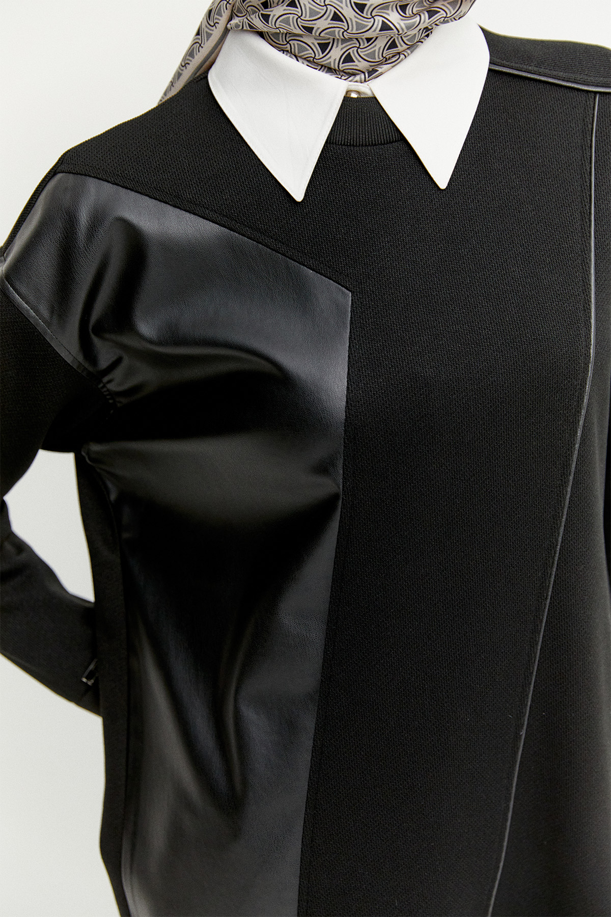 Suni Derili Asimetrik Örme Tunik, Tesettür Giyim