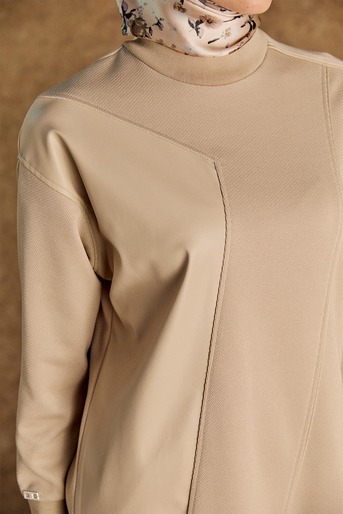 Suni Derili Asimetrik Örme Tunik, Tesettür Giyim