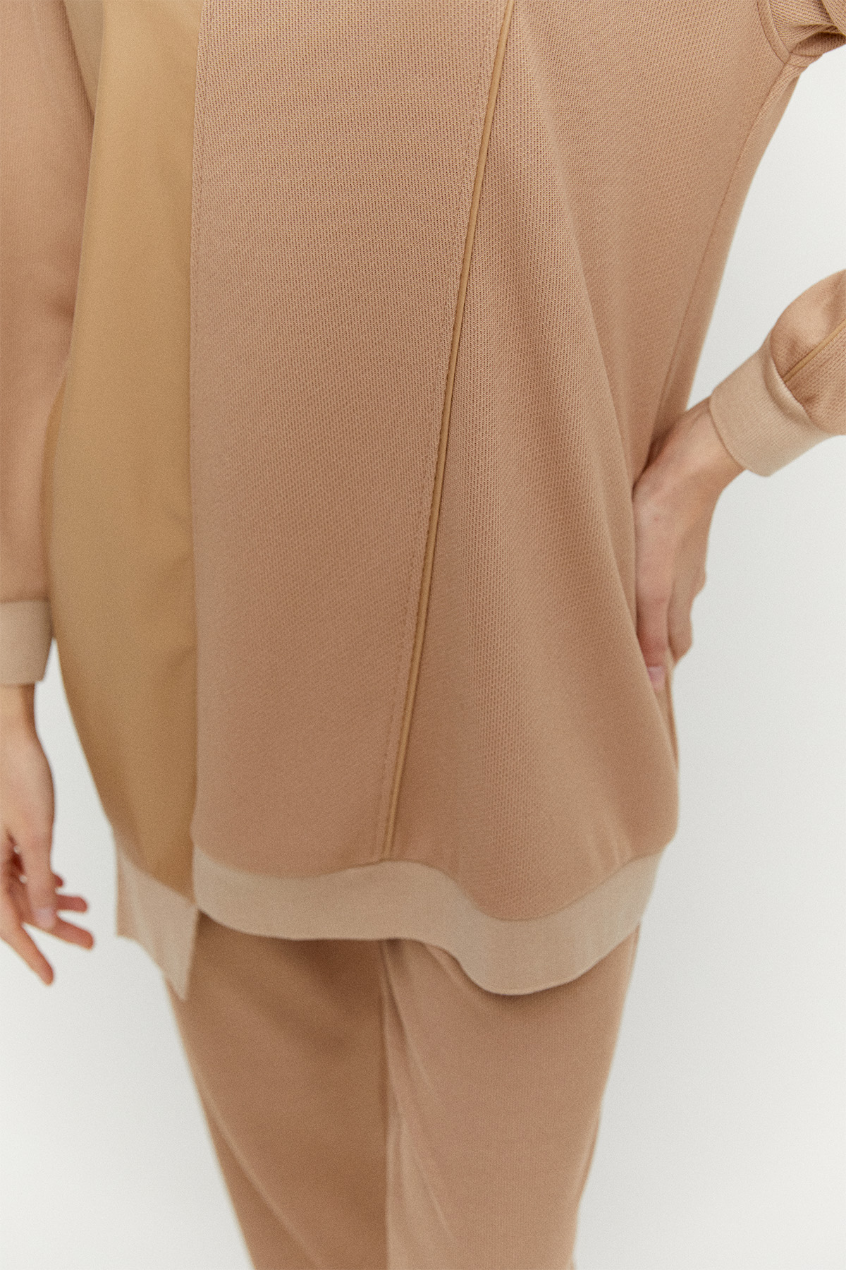 Suni Derili Asimetrik Örme Tunik, Tesettür Giyim